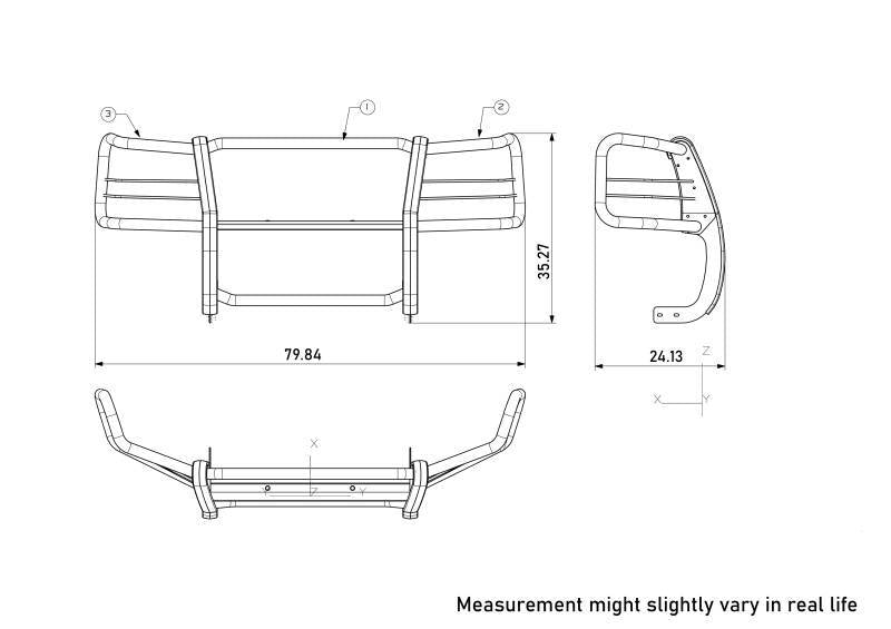 Black Horse 17GV02MA-PLR Grille Guard