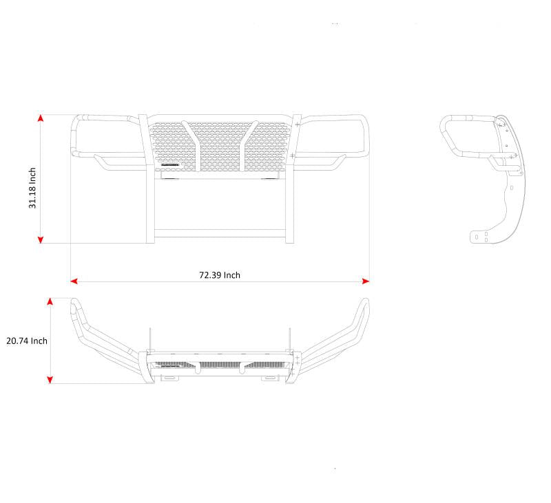 Black Horse Patent Approved Grille Guard RU-Tota05-B-PLFR - Black Rugged HD Kit
