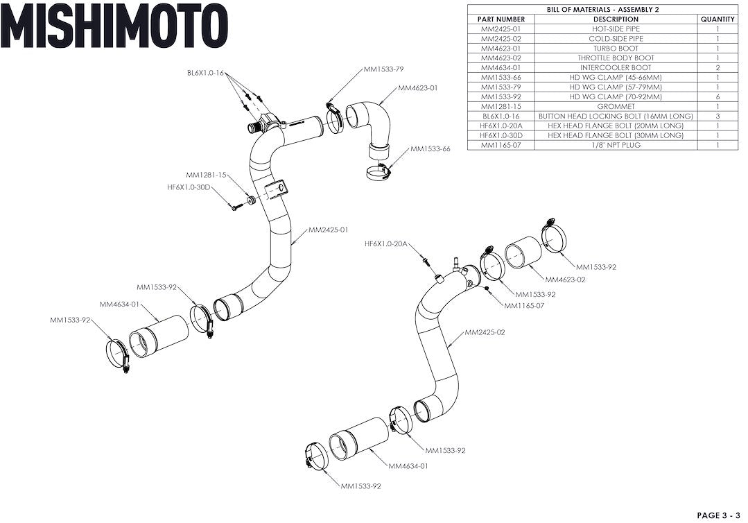 Mishimoto Limited Lifetime Warranty Intercooler Mmint-BR23-21HKSLP - 21 Bronco 2.3L High Mount Int Kit