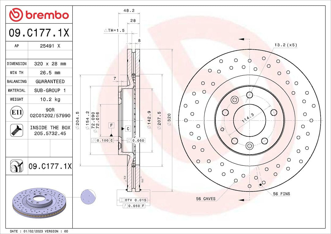 Brembo 09C1771XC02 Brake Rotor