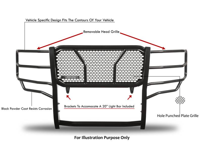 Black Horse Bolt On Mounting Grille Guard RU-Dora10-B - 2010-2019 Ram 2500 Guard-RUG