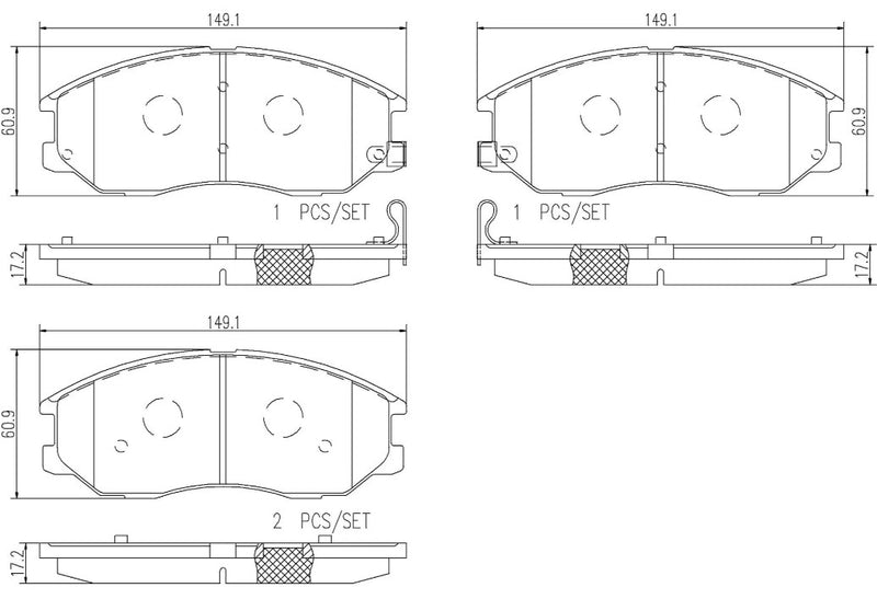 Brembo Premium Low-Met OE Equivalent Pad Brake Pad P30078N - Disc Set
