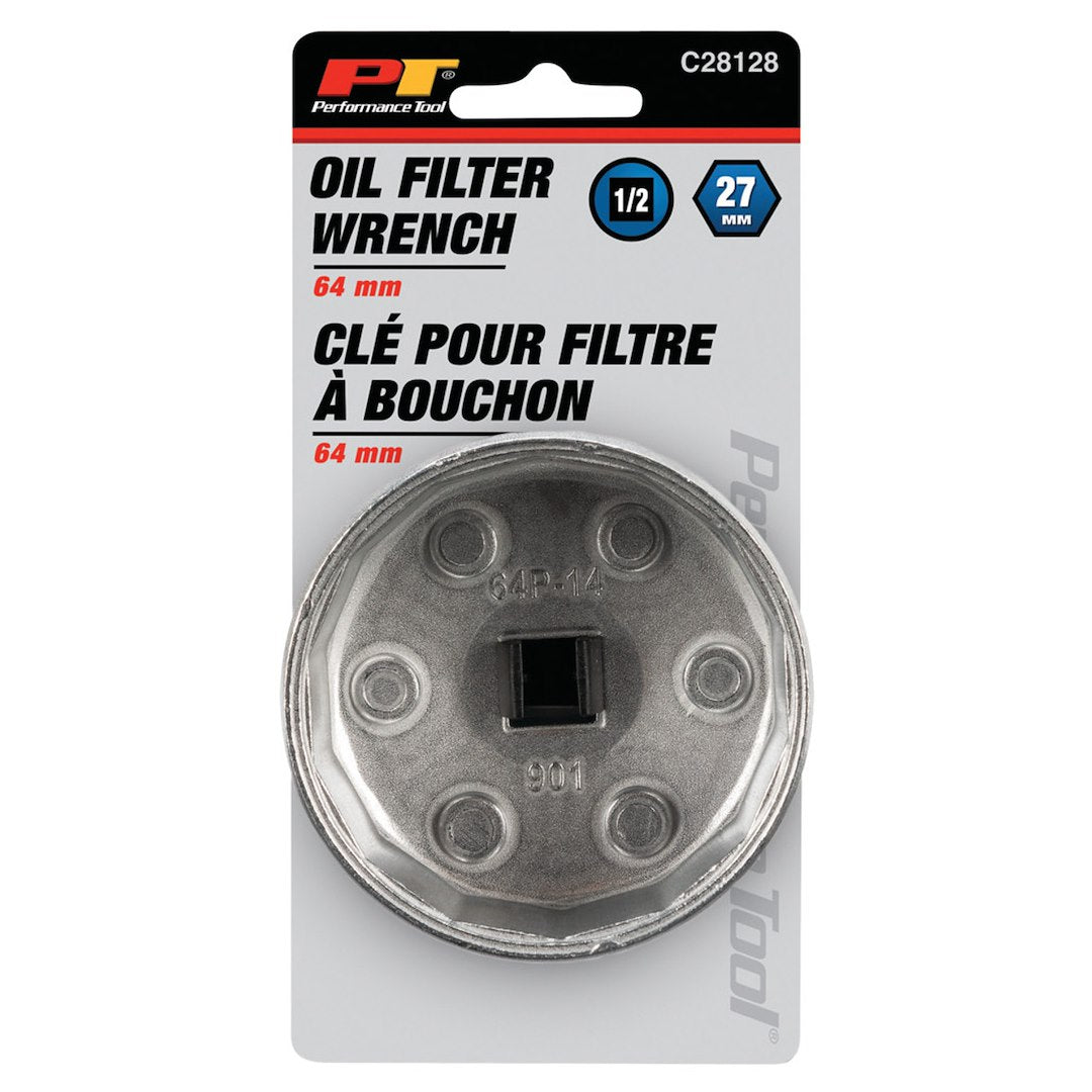 Perform Tool Square Drive Head Type Oil Filter Wrench C28128 - 64MM Cap