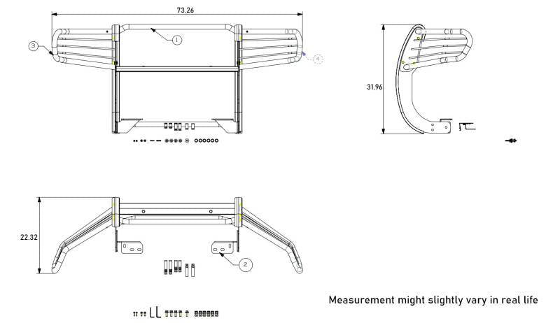 Black Horse 17A152500A1MA-PLR Grille Guard