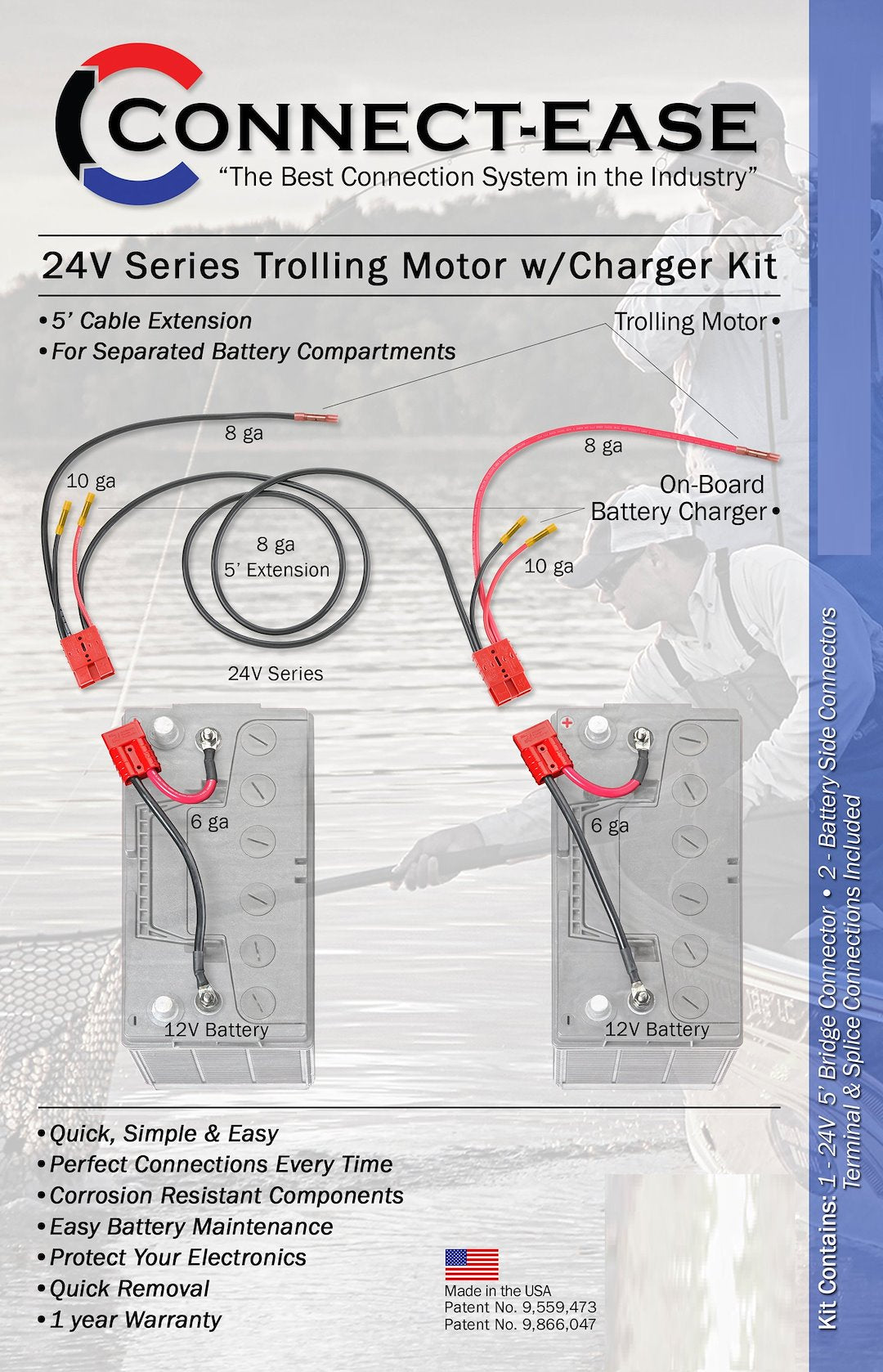 Connect Ease Corrosion Resistant Components Trolling Motor Wiring Kit RCE24VB5CHK - 24V Separa