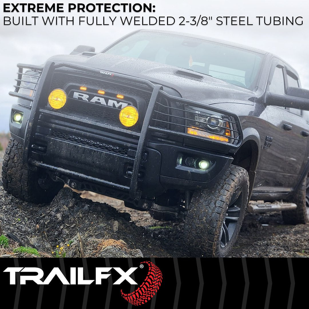 Trailfx Pre Drilled For Optional Lighting Grille Guard E0046T - Black Tacoma