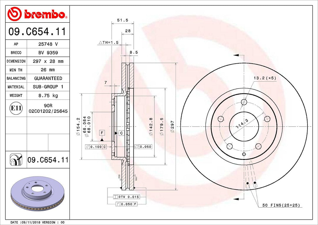 Brembo Components Not Hazardous To Health Brake Rotor 09C65411C02 - Disc