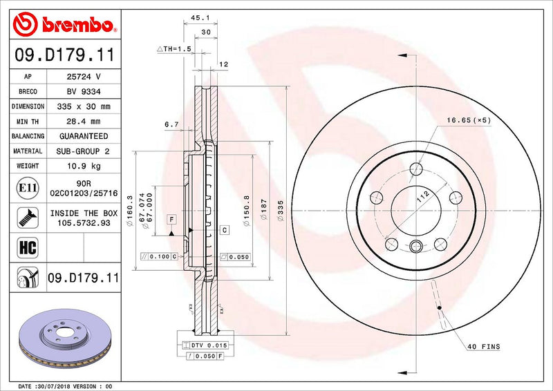 Brembo Components Not Hazardous To Health Brake Rotor 09D17911C02 - Disc