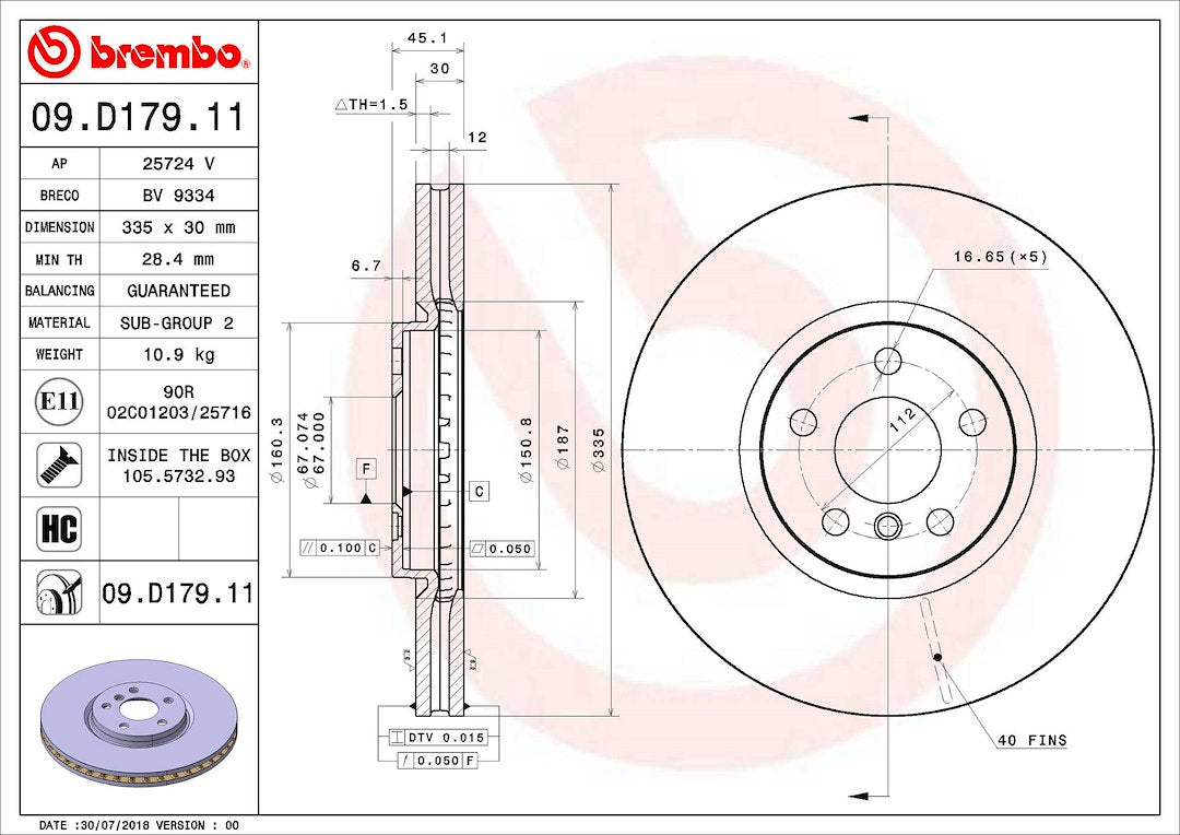 Brembo Components Not Hazardous To Health Brake Rotor 09D17911C02 - Disc
