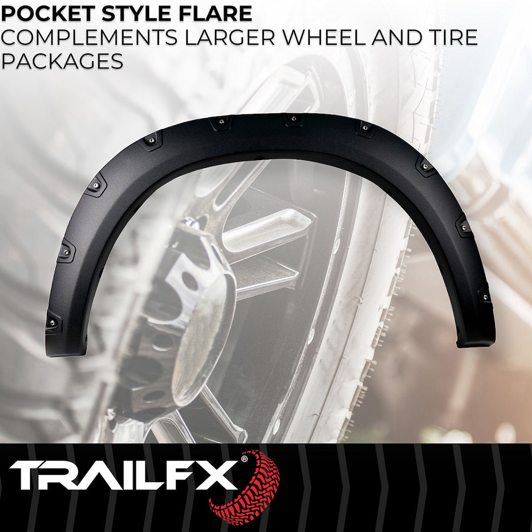 Trailfx Limited Lifetime Warranty Fender Flare TFD3004T - Pocket Style Texture Set