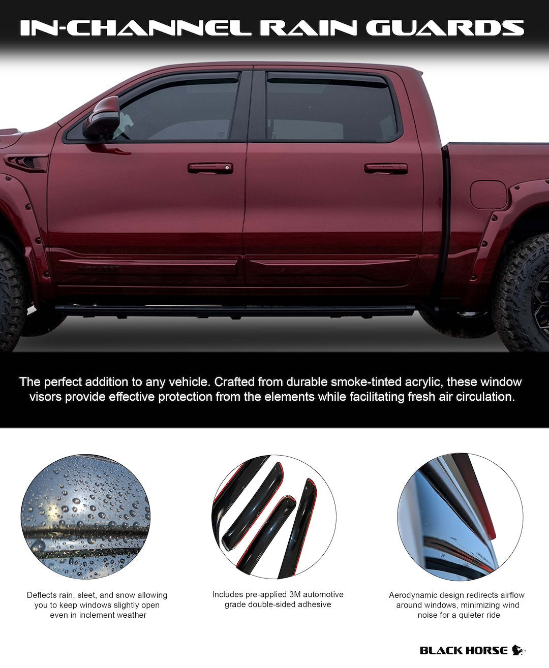 Black Horse Limited Lifetime Warranty Rainguard 1494711IN - Rain Guard IN-Channel