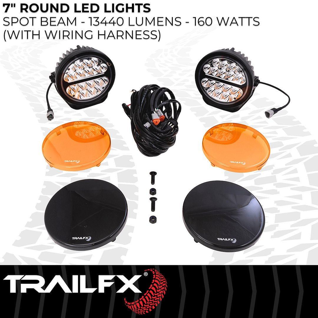 Trailfx Limited Lifetime Warranty Driving/ Fog Light 7RNDS2 - 7IN Rnd 16X5W SP PR BK Ambr CV