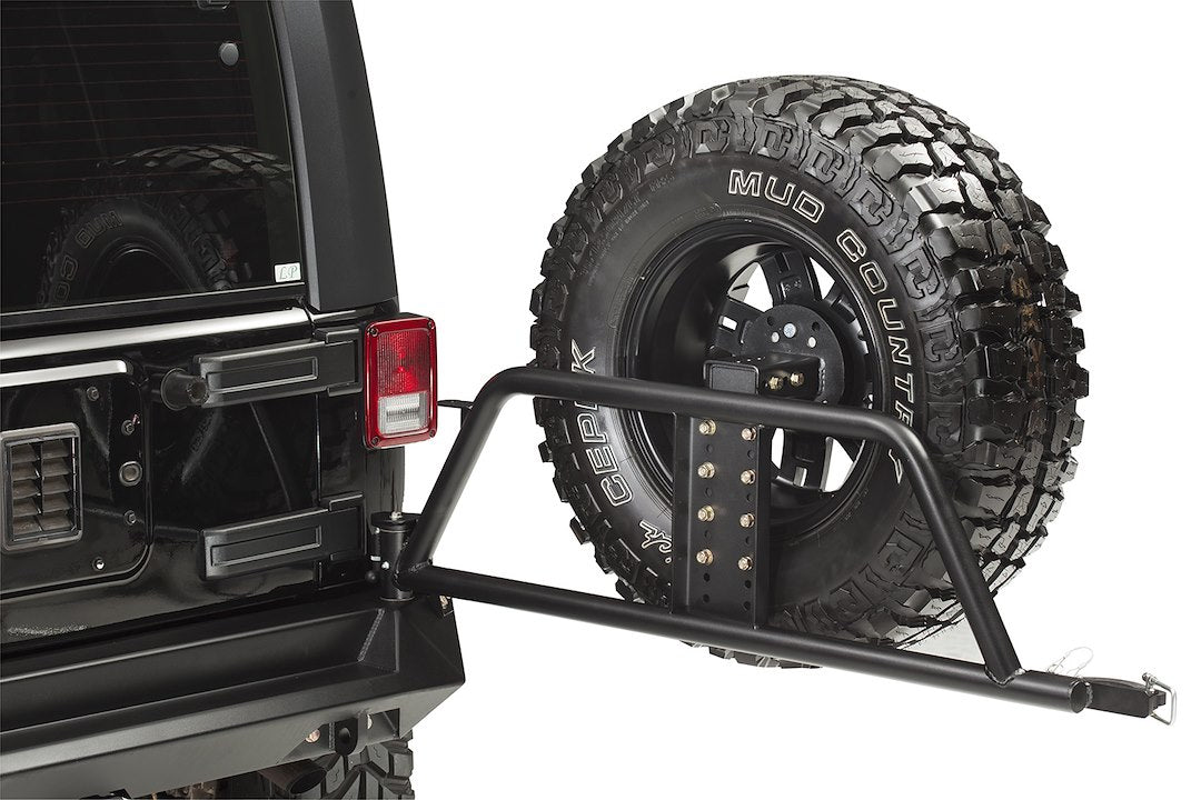 FAB Fours Pivot Secured In Double Sheer Spare Tire Carrier JP-Y1251T-1 - TJ LJ JK Carr 97-10