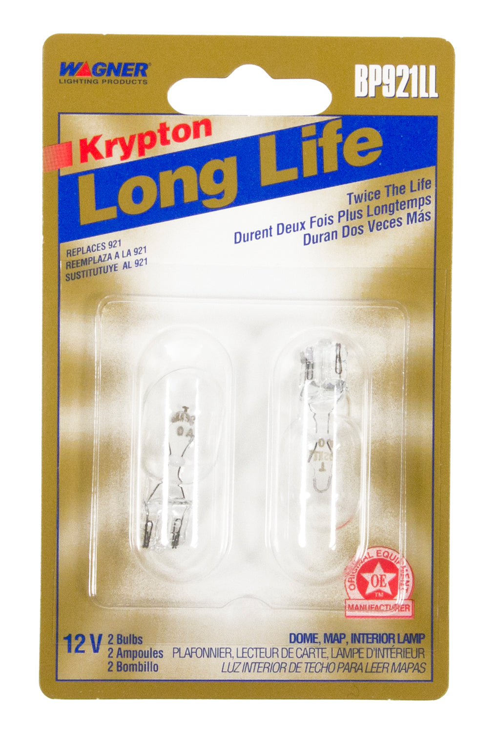 Wagner SAE Compliant Backup Light Bulb BP921LL - T-5 16MM