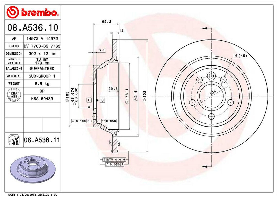 Brembo Components Not Hazardous To Health Brake Rotor 08A53611C02 - Disc