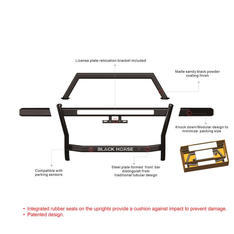 Black Horse Offers Patented Design Grille Guard RAG315 - Black Rambler