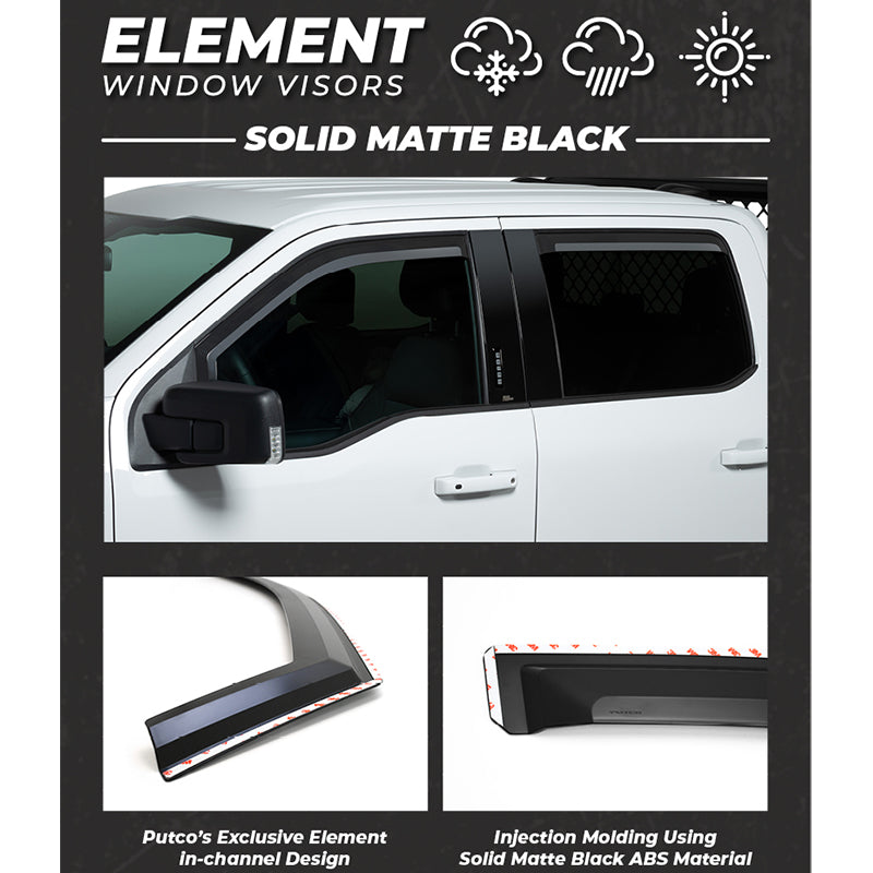 Putco UV Resilient Rainguard 680244 - Matte Black Element Window Visors