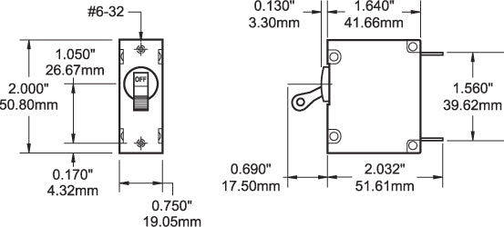 Blue SEA Single Pole Magnetic Hydraulic Type Circuit Breaker 7212-BSS - Black AA1Toggle 20A