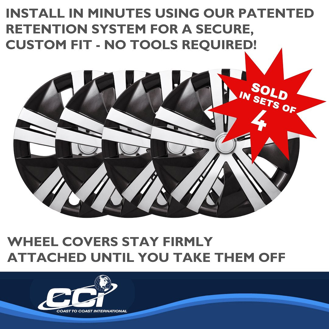 Coast2Coast Limited Lifetime Warranty Wheel Cover IWC55116SB - Silver Black WC 18-25 Leaf 16 10 Spk