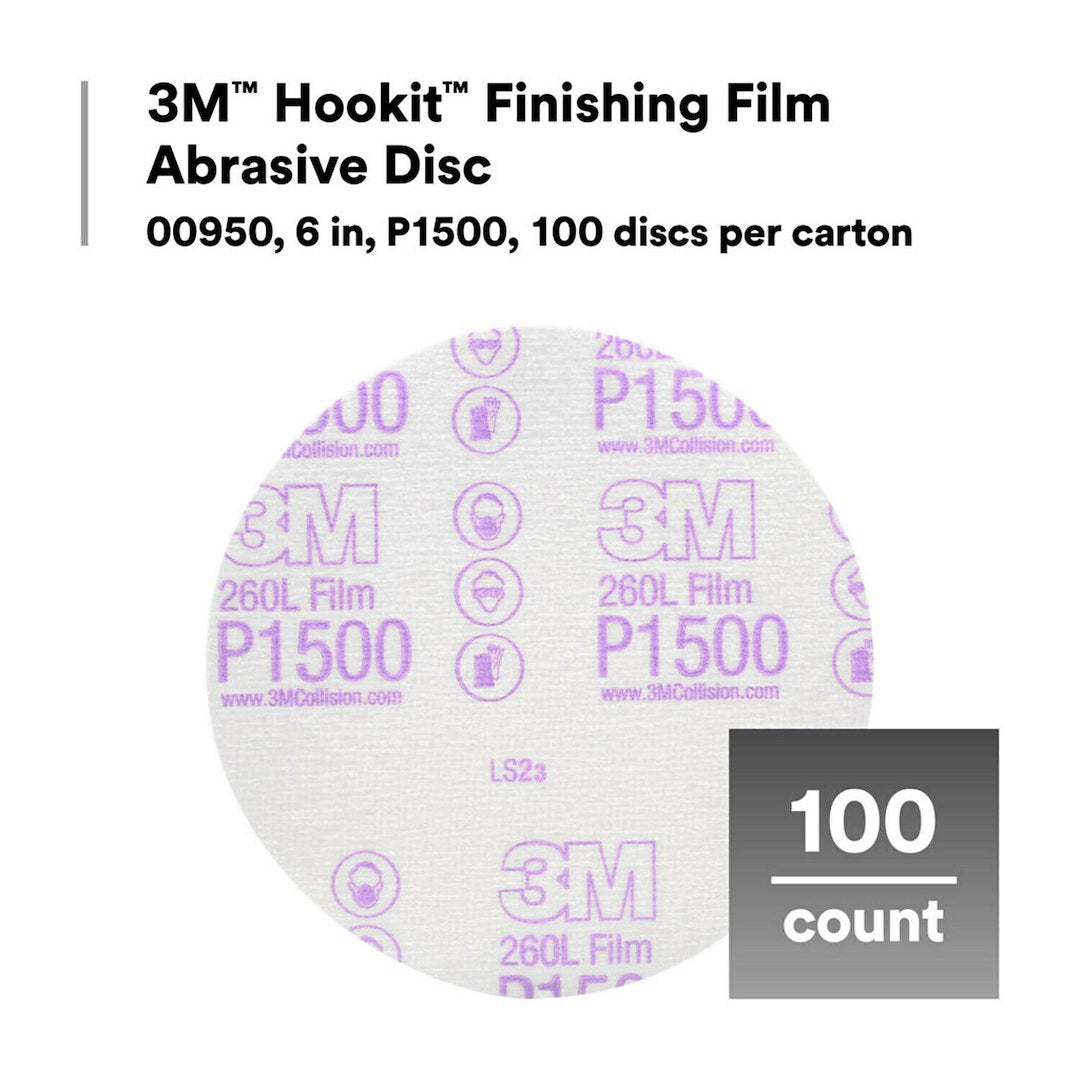 3M No Supplier Warranty Sandpaper 00950 - Hookit GRT1500 100 BX