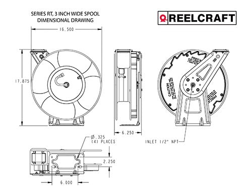 Reelcraft SA Made In USA Hose Reel RT650-OLP - 50FT
