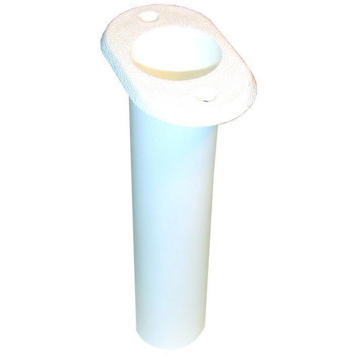 T-H Marine Drain Hole Molded In Bottom Fishing Rod Holder RH-2FW-DP - White Flat Top Fish