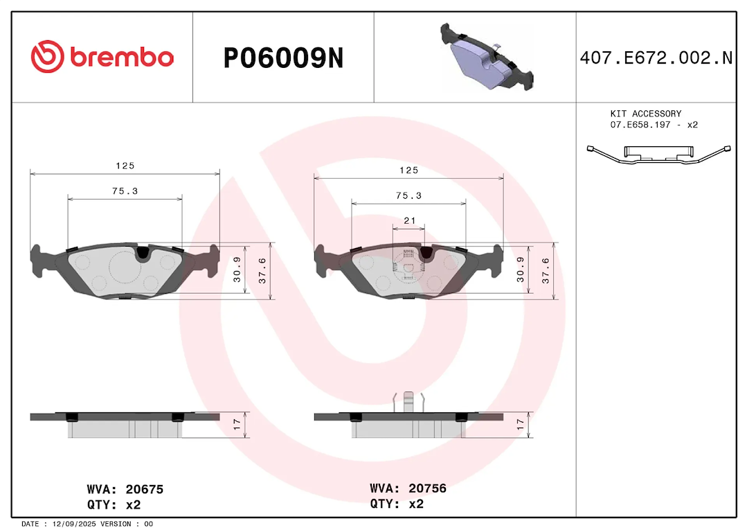 Brembo P06009N Brake Pad