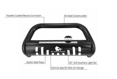 Black Horse Removable Skid Plate Bull Bar BE-B8802B - Black Beacon