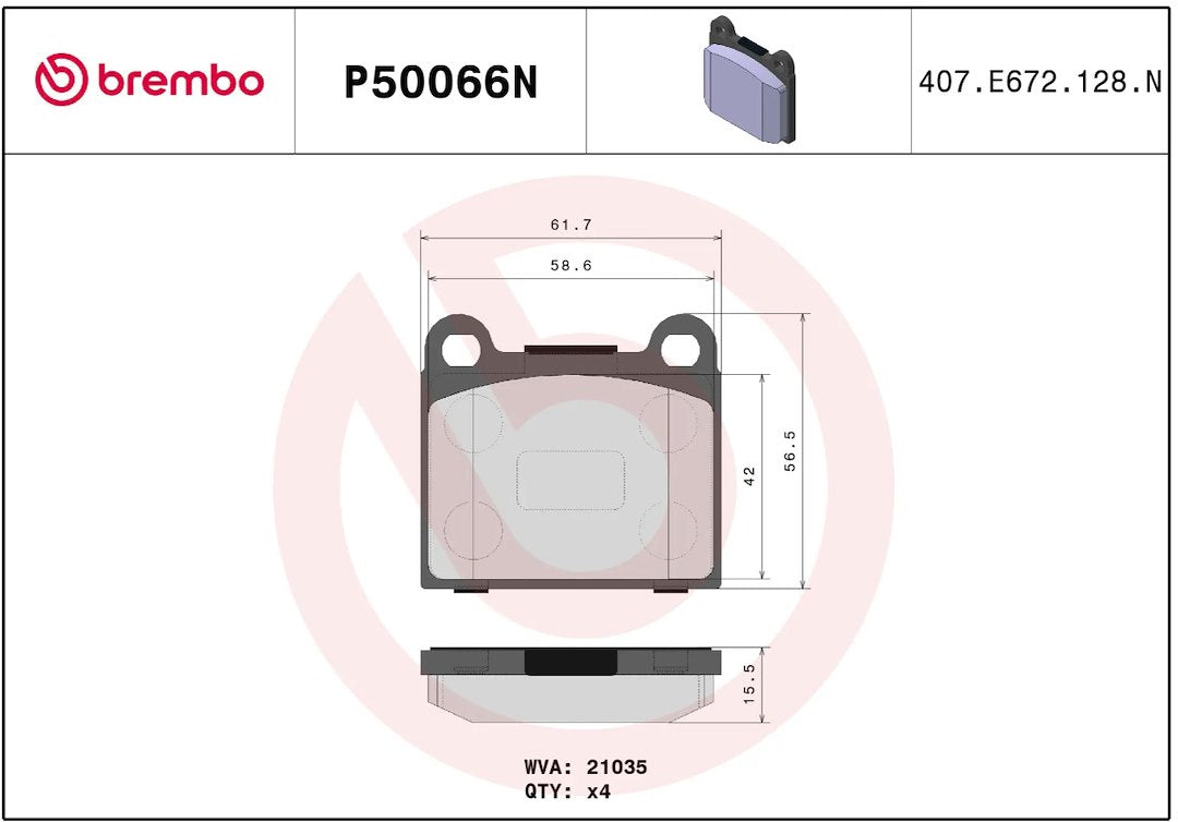 Brembo Premium Low-Met OE Equivalent Pad Brake Pad P50066N - Disc Set