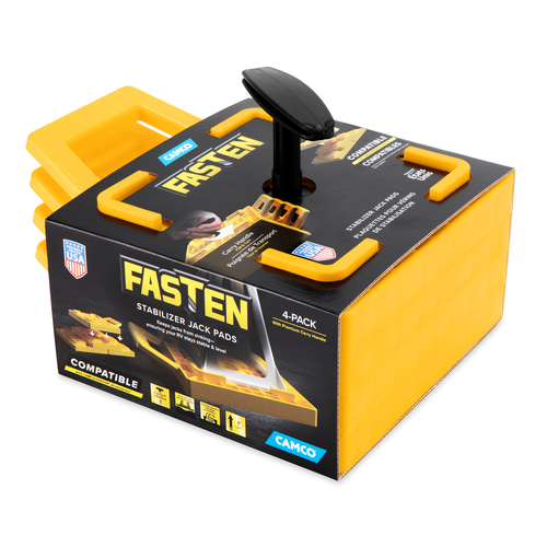 Camco Easier Handling And Storage Trailer Stabilizer Jack Stand Pad 44565 - Fasten Stack Pads 4PK