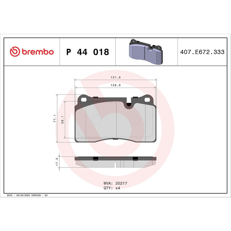 Brembo Premium Low-Met OE Equivalent Pad Brake Pad P44018 - Disc Set