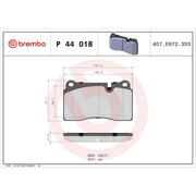 Brembo Premium Low-Met OE Equivalent Pad Brake Pad P44018 - Disc Set