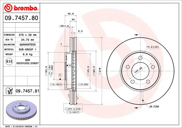 Brembo 09745781C02 Brake Rotor