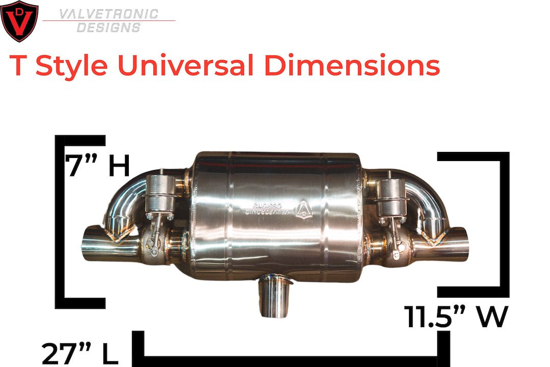 Valvetronic Universal Fit Exhaust Muffler UVM.76MM.Tstyle.X1 - Valved Kit 76MM Tstyle