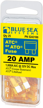 Blue SEA 5243100-BSS - Fuse ATO ATC 20A Pack 25