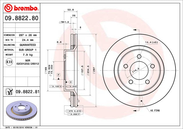 Brembo 09882281C02 Brake Rotor