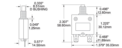 Blue SEA Push-To-Reset Operation Circuit Breaker 2130-BSS - Button ST 5A