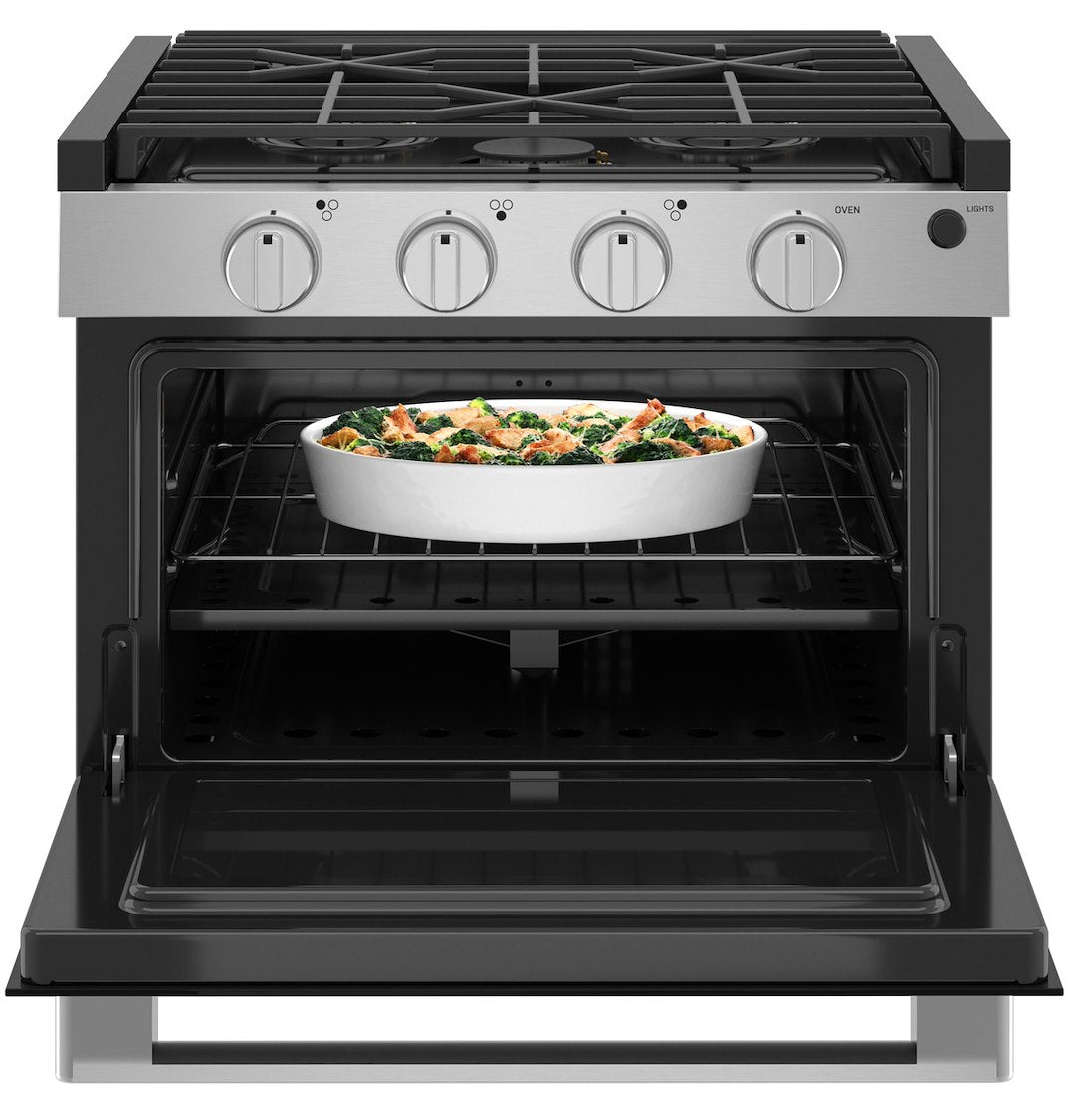 GE Appliance Edge To Edge Grates Stove PLD617RWSS - Profile 17 Drop-IN Gas Range