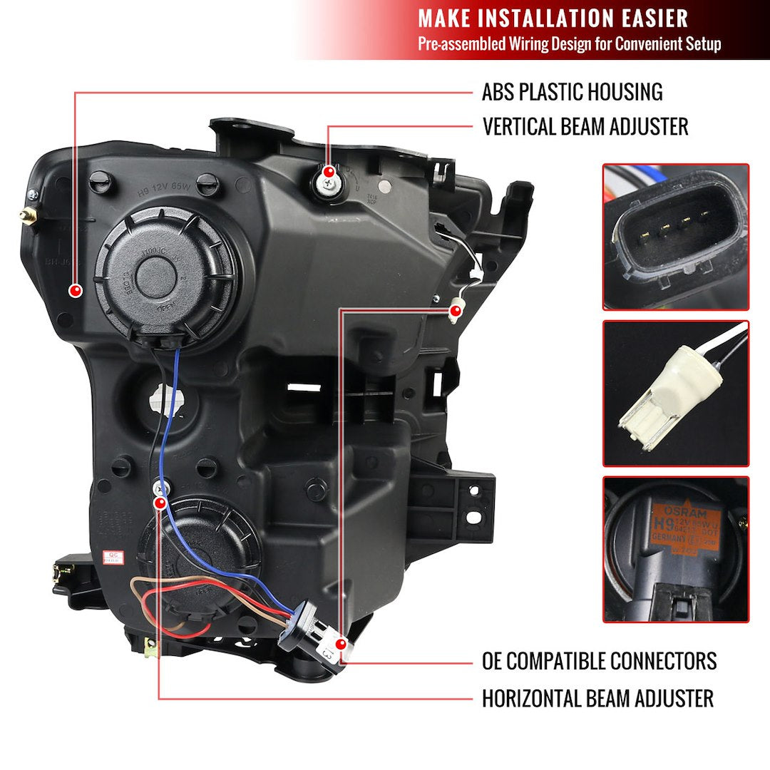 Spec-D Tunin 2LHP-F15015JM-TM Headlight Assembly - Black