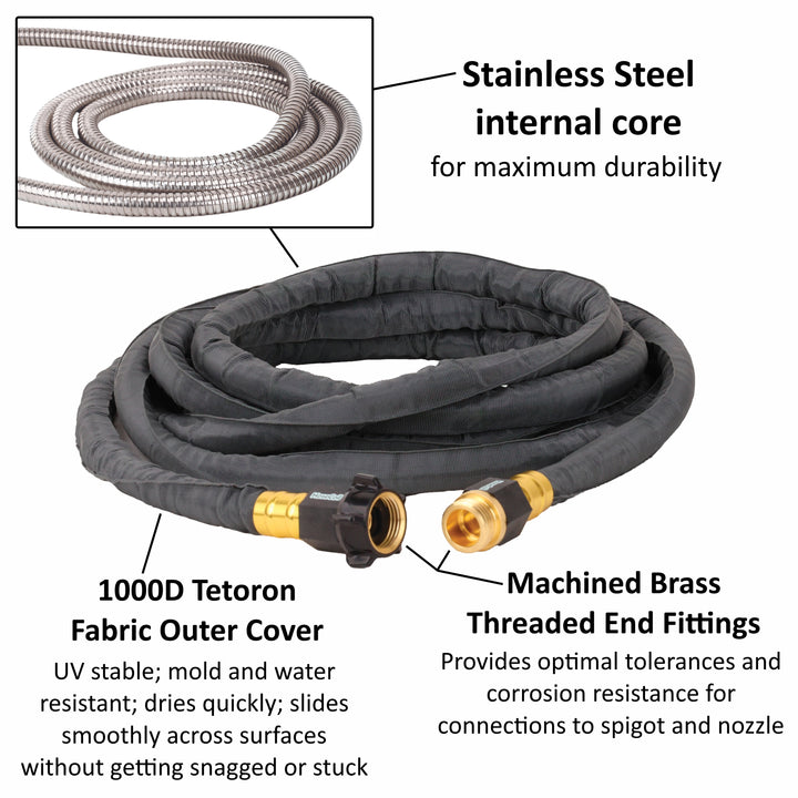 Hosecoil Abrasion Resistant Outer Cover Boat Washdown Hose SSP10K - Stainless Steel Pro 10 Kit