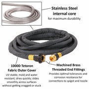 Hosecoil Abrasion Resistant Outer Cover Boat Washdown Hose SSP10K - Stainless Steel Pro 10 Kit