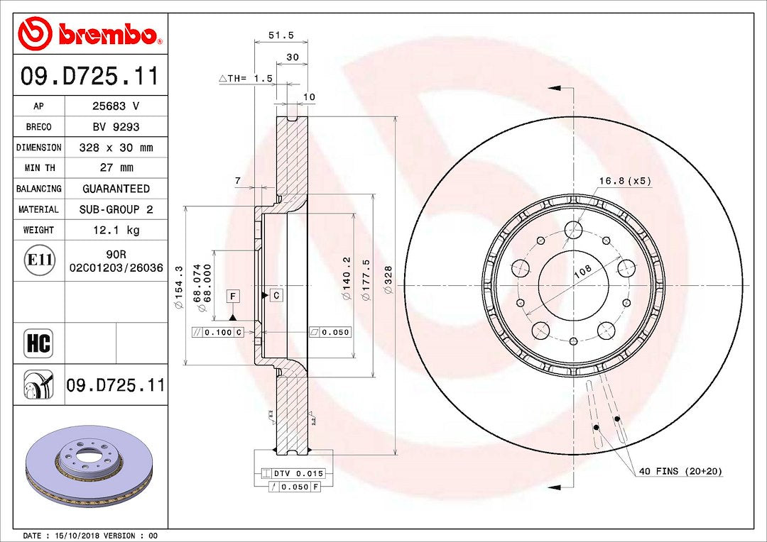 Brembo Components Not Hazardous To Health Brake Rotor 09D72511C02 - Disc