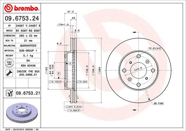 Brembo 09675321C02 Brake Rotor