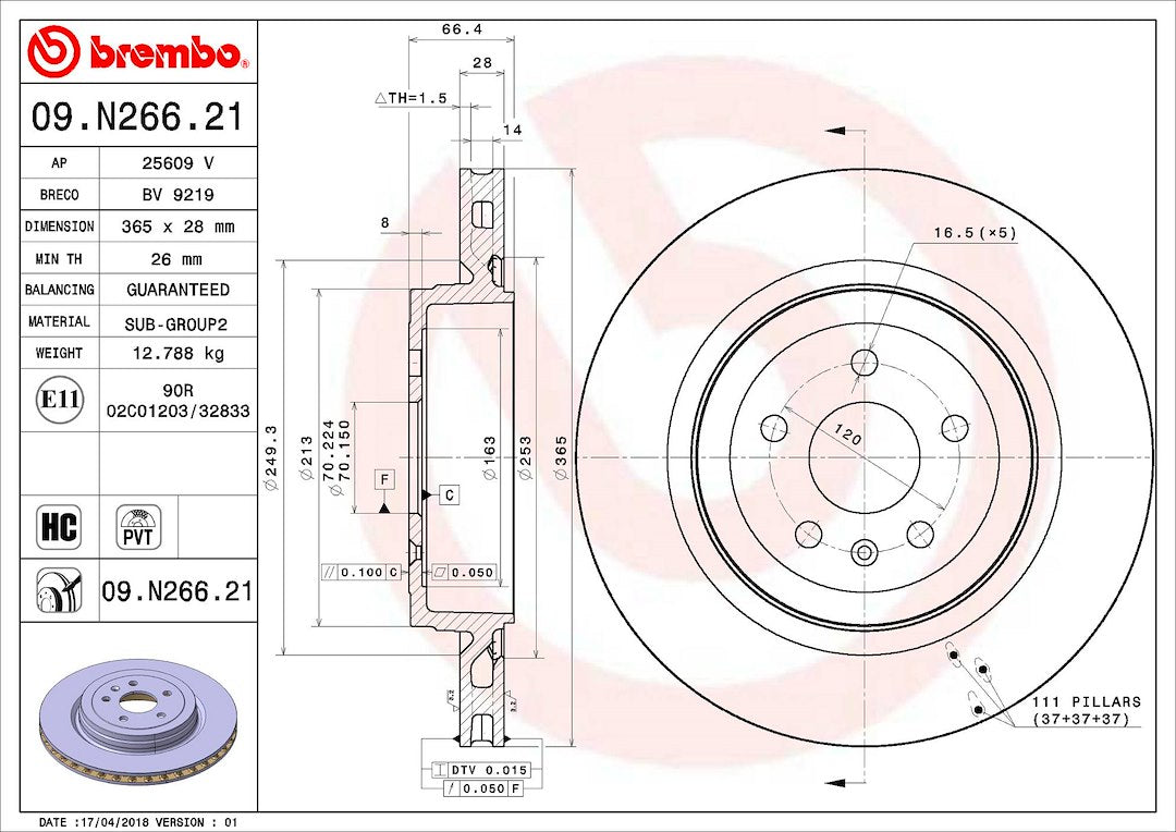 Brembo Components Not Hazardous To Health Brake Rotor 09N26621C02 - Disc