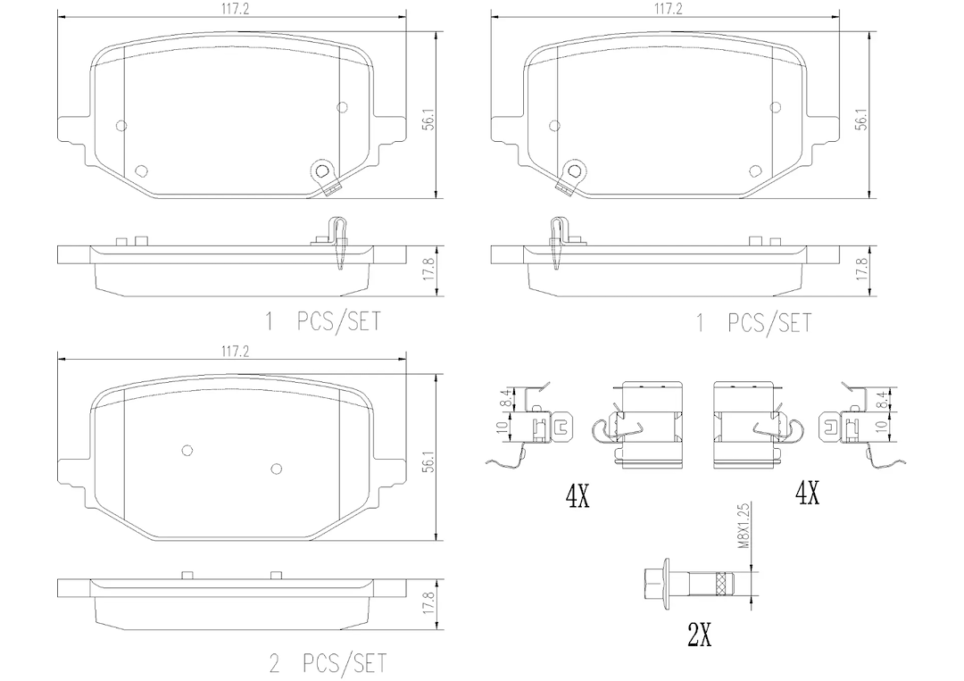 Brembo Premium Low-Met OE Equivalent Pad Brake Pad P24242 - Discbrakepadset Lowmetal