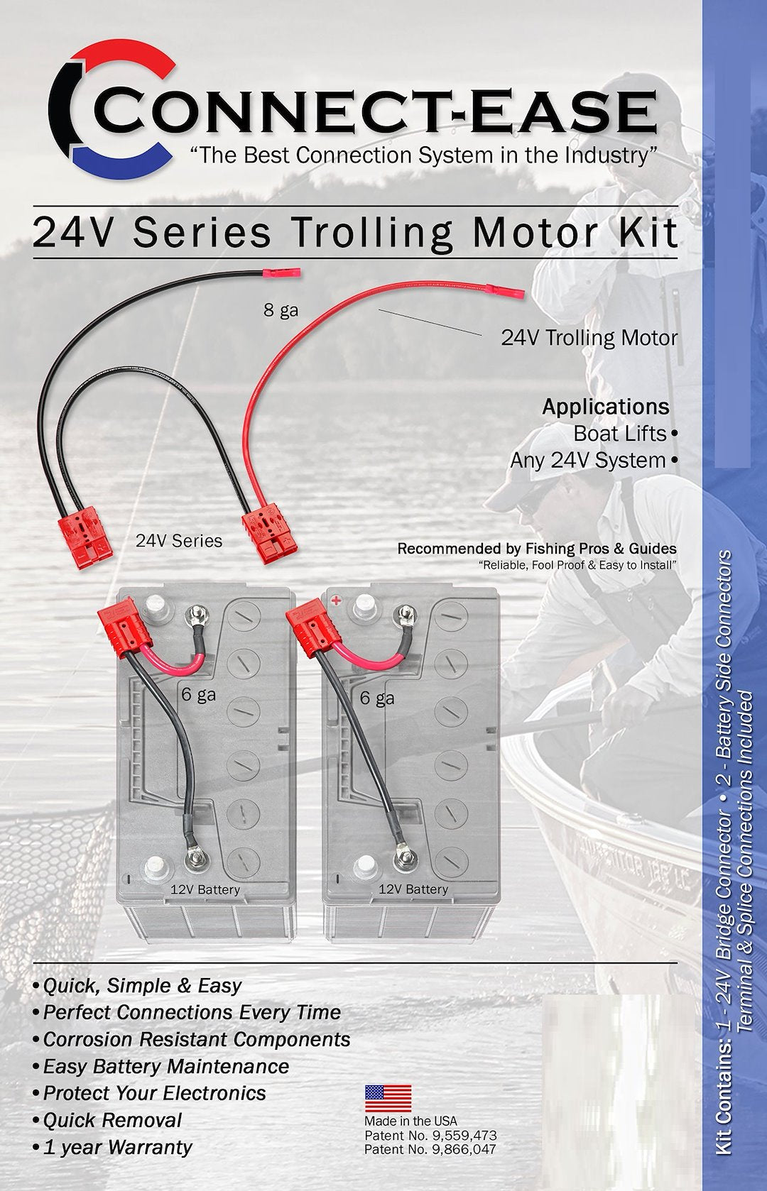 Connect Ease Corrosion Resistant Components Trolling Motor Wiring Kit RCE24VBK - 24 Volt Series Standard