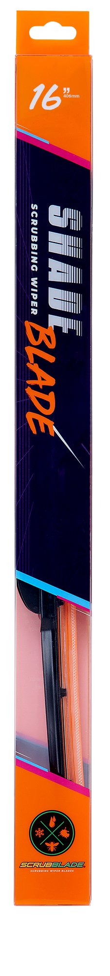 Scrubblade Ensure Quiet Operation Windshield Wiper Blade CBO1600 - Orange 16 Silicone Shadebladepper