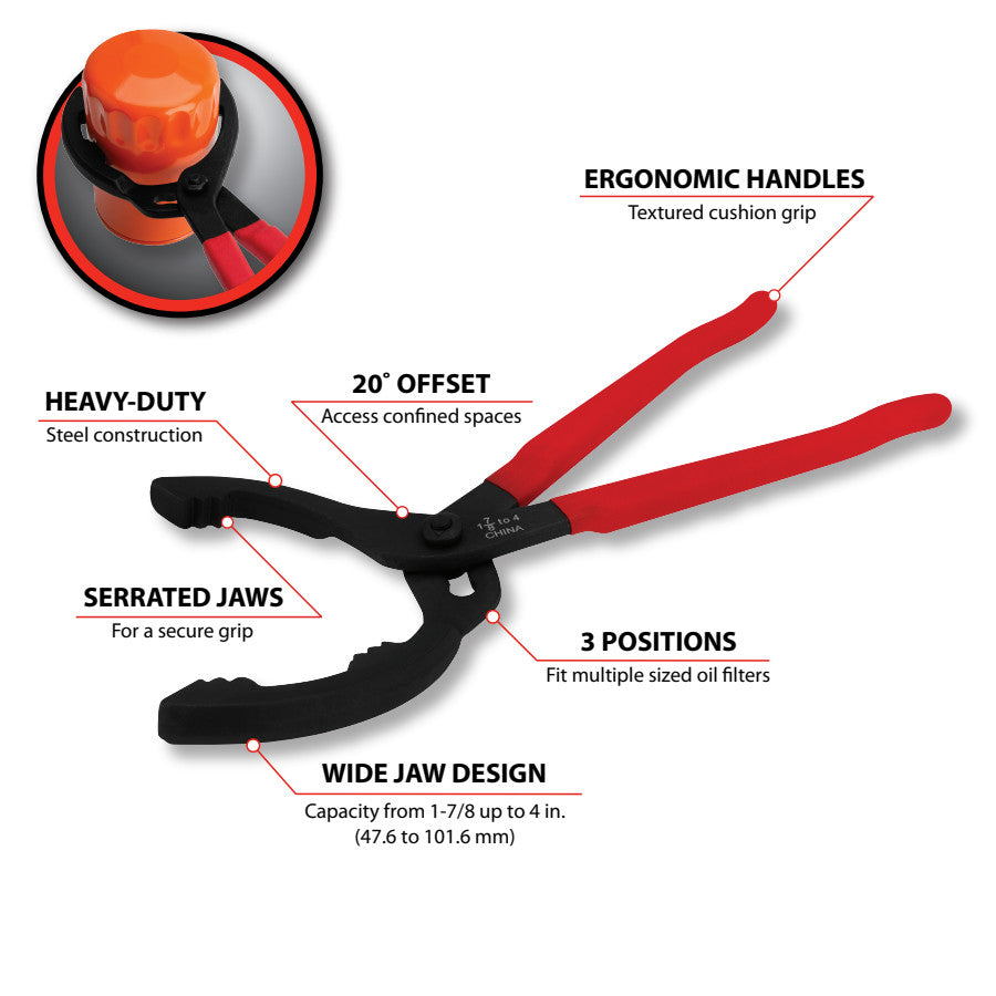 Perform Tool Safety Button Locks In Place Oil Filter Wrench W54311 - Pliers