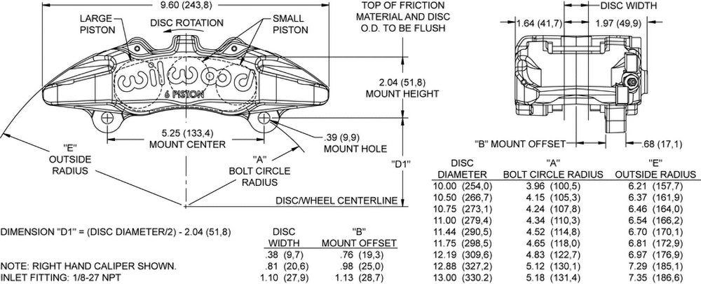 Wilwood No Supplier Warranty Brake Caliper 120-13429 - DP6 1.62 1.38 1.38 .810 Rot