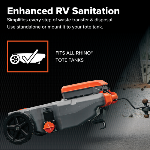 Camco RV Approved Portable Waste Holding Tank Dump Kit 39023 - Rhino Tote Storage Box